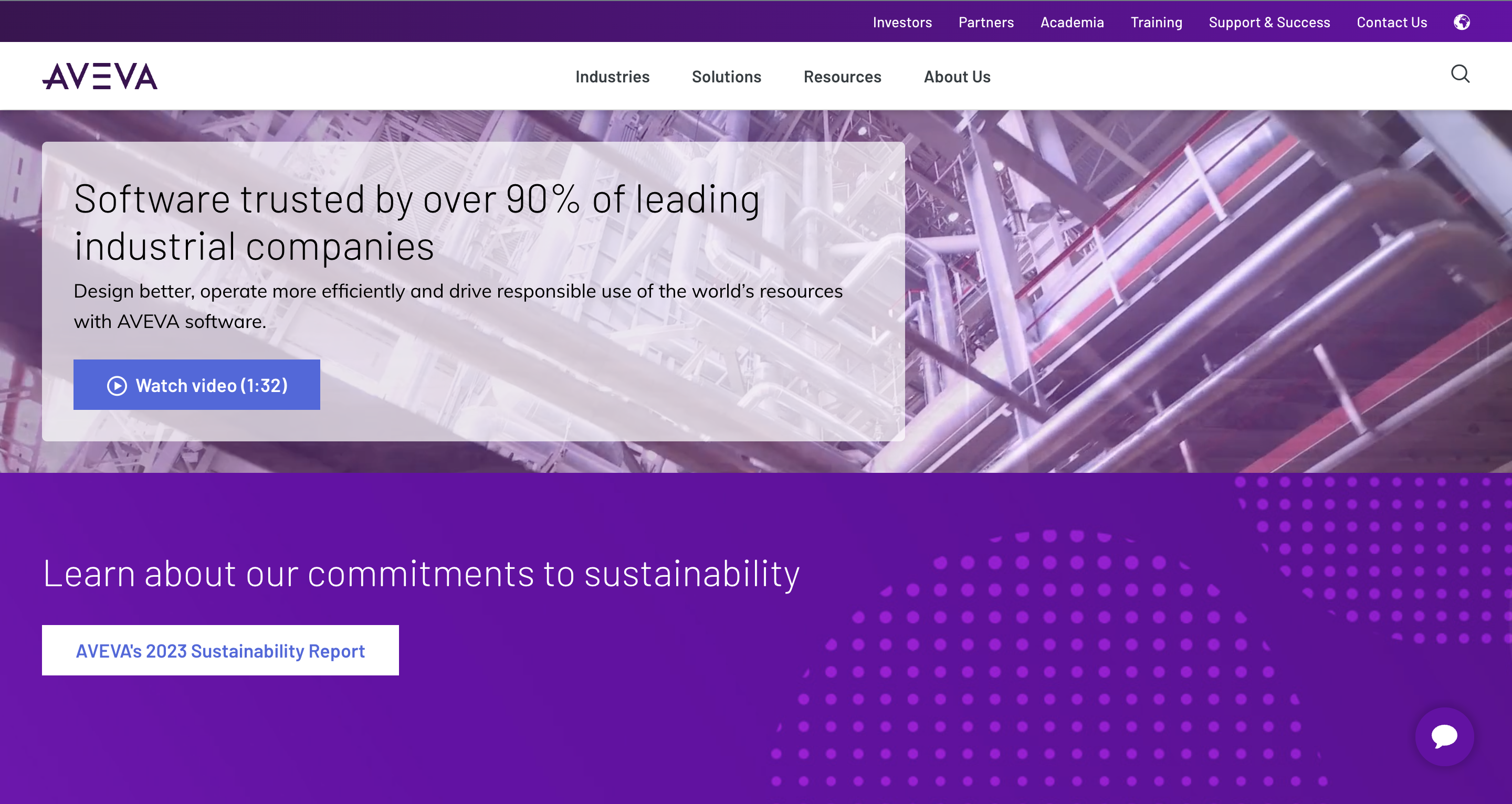 Aveva landing page image.
