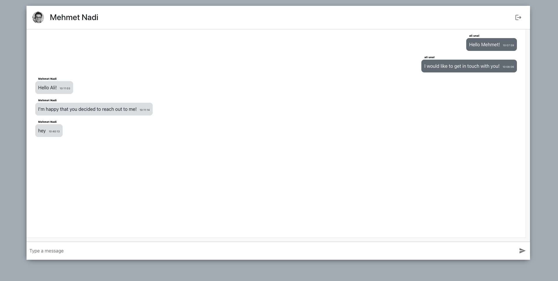 Chat Mehmet application page image.