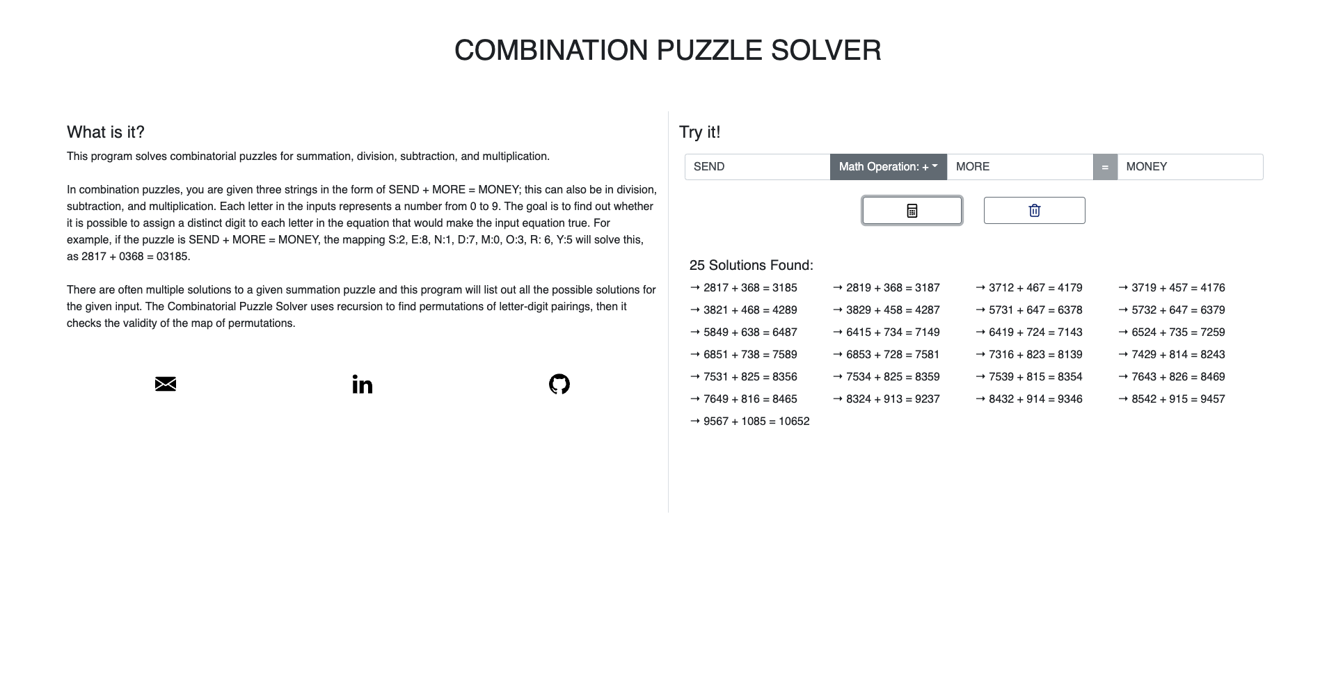 Combination puzzle solver app preview image.